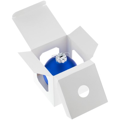 Елочный шар 8см в коробке, стекло, матовый синий
