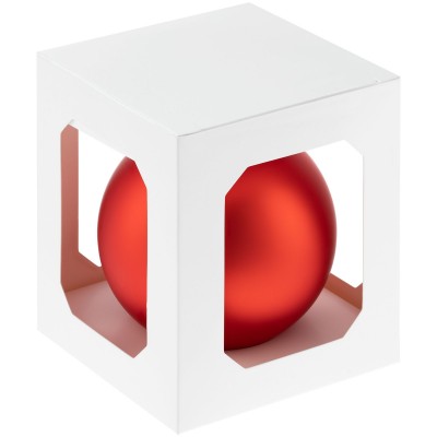 Елочный шар 10см в коробке, стекло, матовый красный