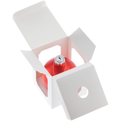 Елочный шар 10см в коробке, стекло, матовый красный