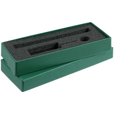 Коробка с ложементом для ручки и флешки, зеленая