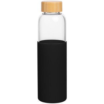 Бутылка для воды 550мл в чехле из силикона, черная