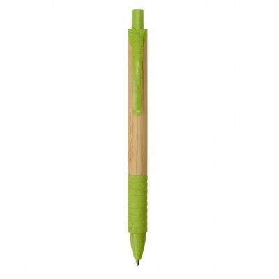 Ручка из бамбука и переработанной пшеницы шариковая, зеленая