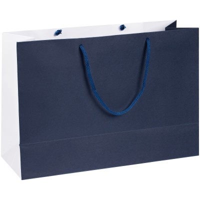 Пакет бумажный 35х24х12,5см, белый с синим