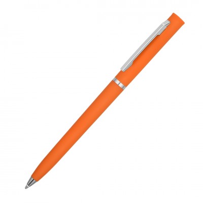 Ручка шариковая, пластик soft-touch,  оранжевая