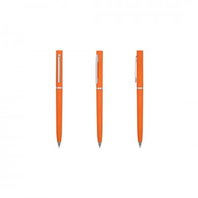 Ручка шариковая, пластик soft-touch,  оранжевая