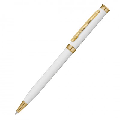 Ручка шариковая MET, soft-touch, белая/золото