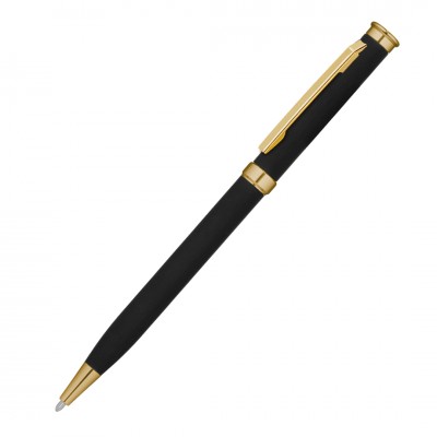 Ручка шариковая MET, soft-touch, черная/золото
