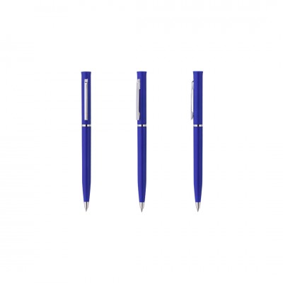 Ручка шариковая, пластик/металл, серебристый/ярко-синий