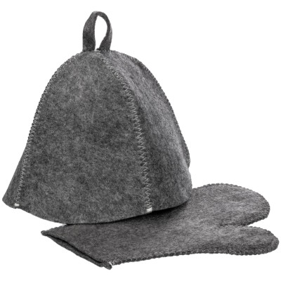 Набор для бани: шапка и рукавица, серый