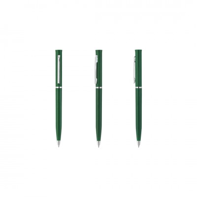 Ручка шариковая, пластик/металл, серебристый/темно-зеленый