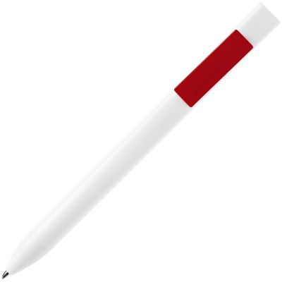 Ручка шариковая "Clipper", пластик, белая с красным
