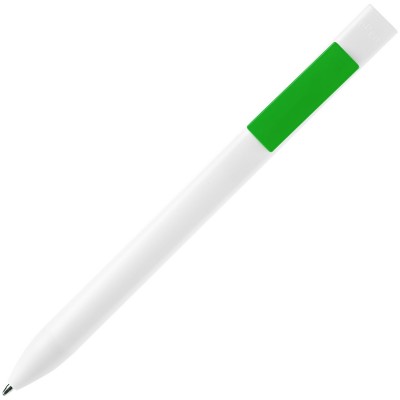 Ручка шариковая "Clipper", пластик, белая с зеленым