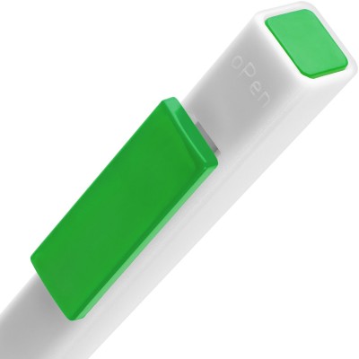 Ручка шариковая "Clipper", пластик, белая с зеленым