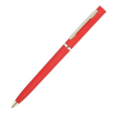 Ручка с золотистой отделкой, пластик, красная