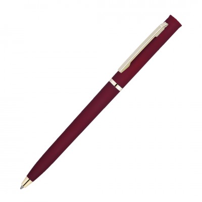 Ручка с золотистой отделкой, пластик, бордовая