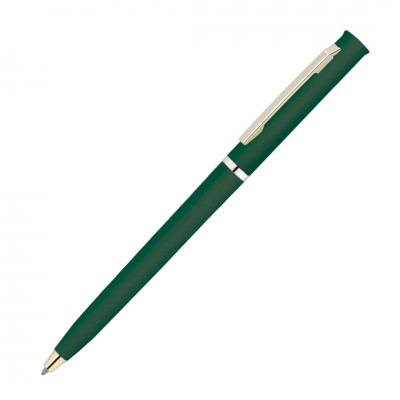 Ручка с золотистой отделкой, пластик, зеленая
