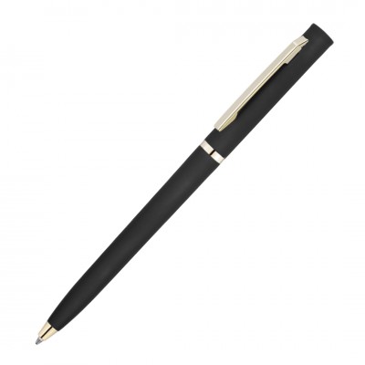 Ручка с золотистой отделкой, пластик, черная