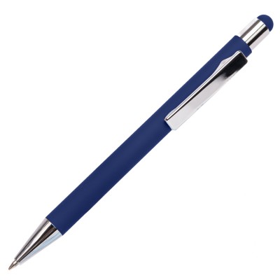 Ручка шариковая со стилусом, софт-покрытие, синяя