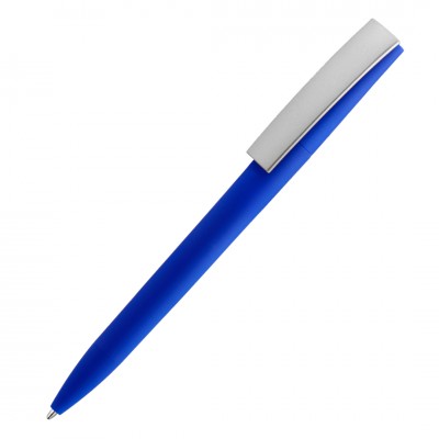 Ручка шариковая ZET  MIX, софт тач, синяя с серебристым
