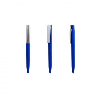 Ручка шариковая ZET  MIX, софт тач, синяя с серебристым