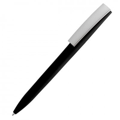 Ручка шариковая ZET  MIX, софт тач, черная с серебристым