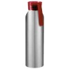 Бутылка для воды 650мл, серебристая с красной крышкой