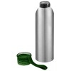 Бутылка для воды 650мл, серебристая с зеленой крышкой