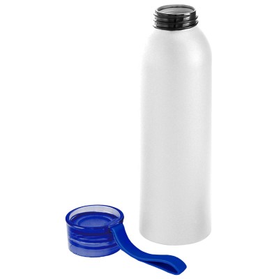Бутылка для воды 650мл, белая с синей крышкой