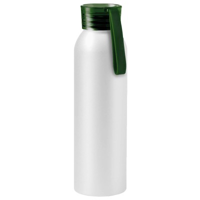 Бутылка для воды 650мл, белая с зеленой крышкой