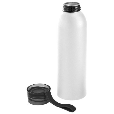 Бутылка для воды 650мл, белая с черной крышкой