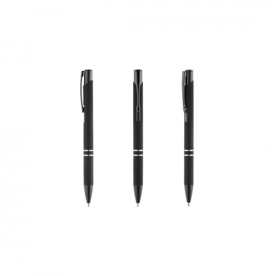 Ручка шариковая металл/soft-touch, черная/черная