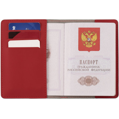 Обложка для паспорта, покрытие софт-тач,  красная