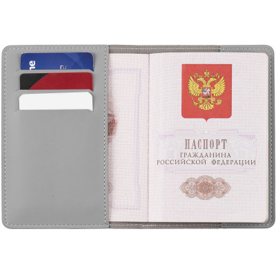 Обложка для паспорта, покрытие софт-тач,  серая