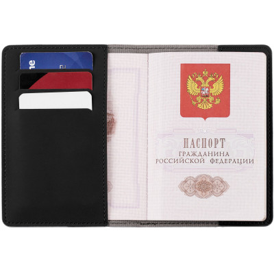 Обложка для паспорта, покрытие софт-тач, черная
