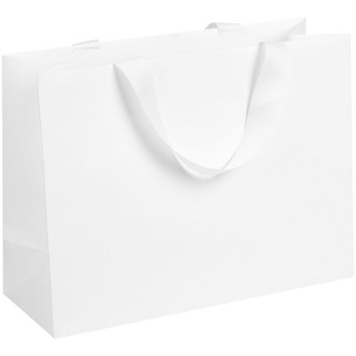 Пакет бумажный 32x12x24см, ленточные ручки, белый