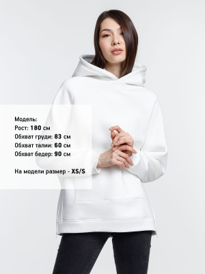 Худи унисекс оверсайз, молочно-белое