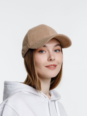 Бейсболка с 6 клиньями, вельвет, бежевая