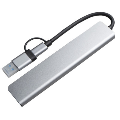USB-хаб 8в1 алюминий, серый