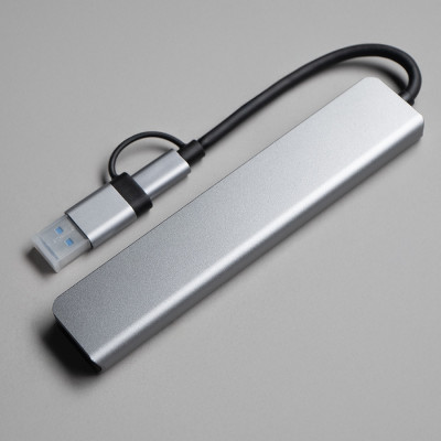 USB-хаб 8в1 алюминий, серый