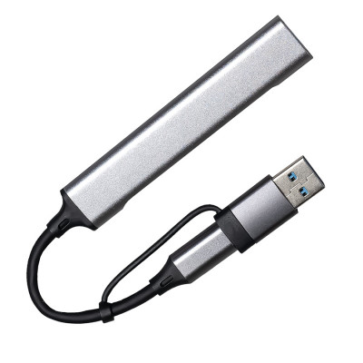 USB-хаб 4в1 алюминий, серый
