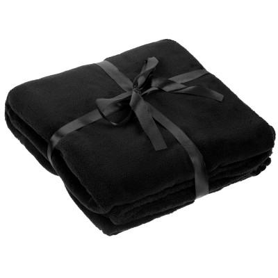 Плед 125x150см длинноворсный флис, черный