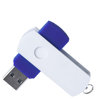 Флешка DUO COLOR 16Гб пластик soft-touch/металл, cиняя с белым