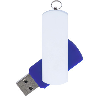 Флешка DUO COLOR 32Гб пластик soft-touch/металл, cиняя с белым