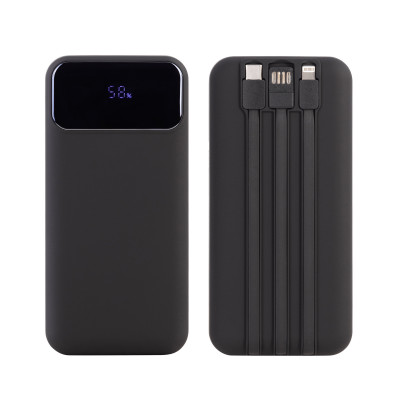 Зарядное устройство 20000 mAh с подсветкой логотипа, встроенными кабелями