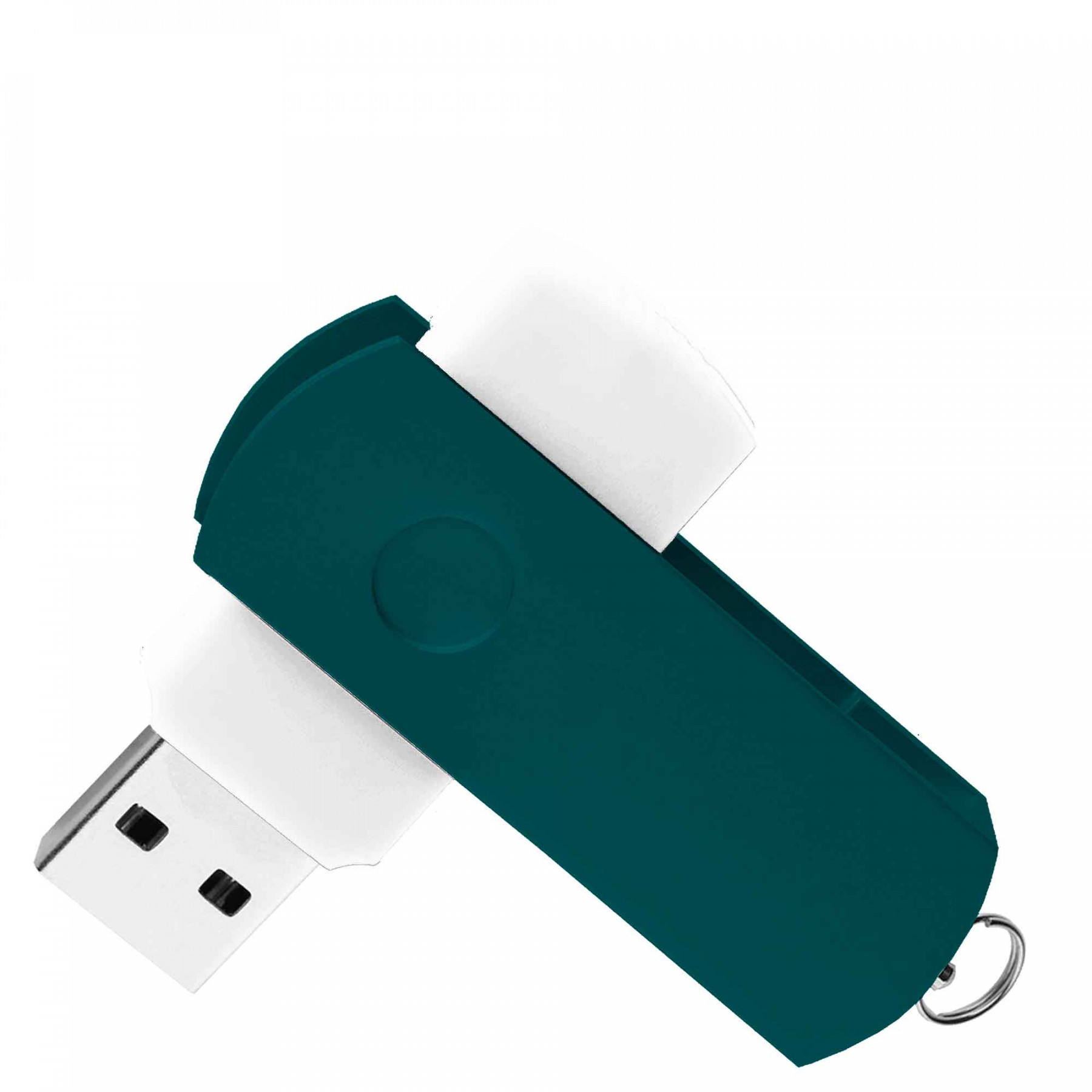 Флешка DUO COLOR 32Гб пластик soft-touch/металл, белая с зеленым