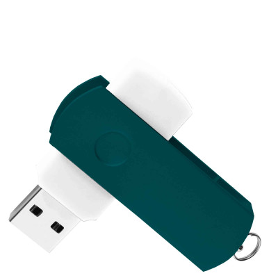 Флешка DUO COLOR 32Гб пластик soft-touch/металл, белая с зеленым