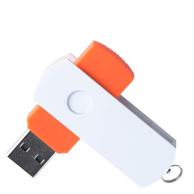 Флешка DUO COLOR 32Гб пластик soft-touch/металл, оранжевая с белым