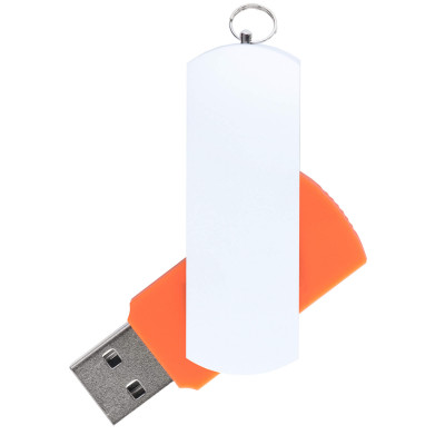 Флешка DUO COLOR 8Гб пластик soft-touch/металл, оранжевая с белым