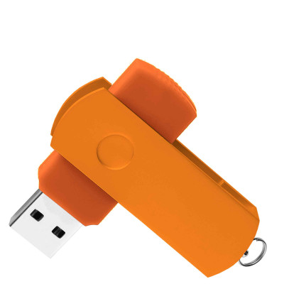 Флешка DUO COLOR 32Гб пластик soft-touch/металл, оранжевая с оранжевым