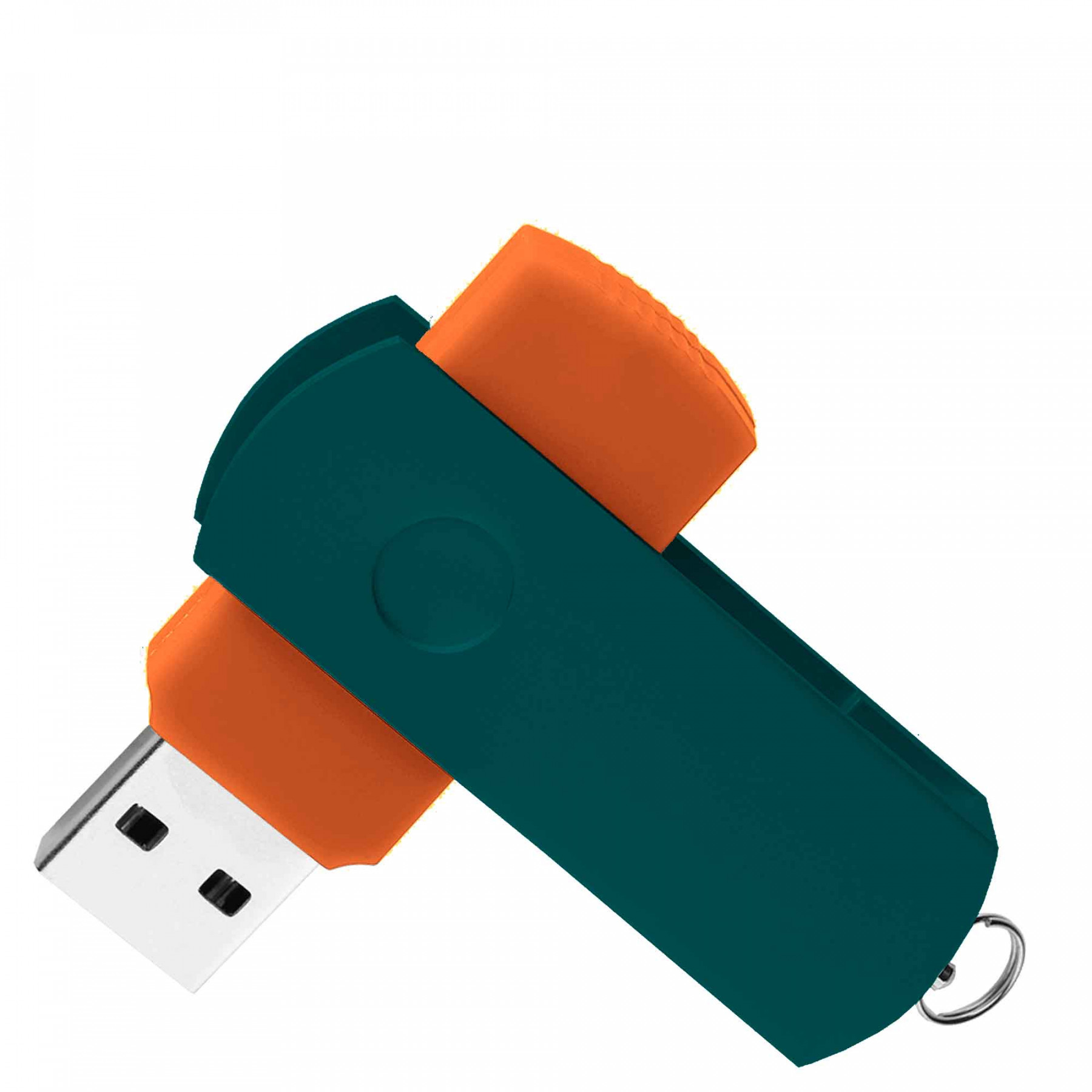 Флешка DUO COLOR 32Гб пластик soft-touch/металл, оранжевая с зеленым
